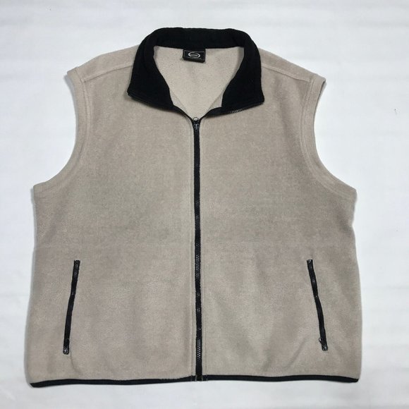 VTG Ouray Off-White Fleece Full Zip Vest Sleeveless Jacket Mens XL - Picture 1 of 5